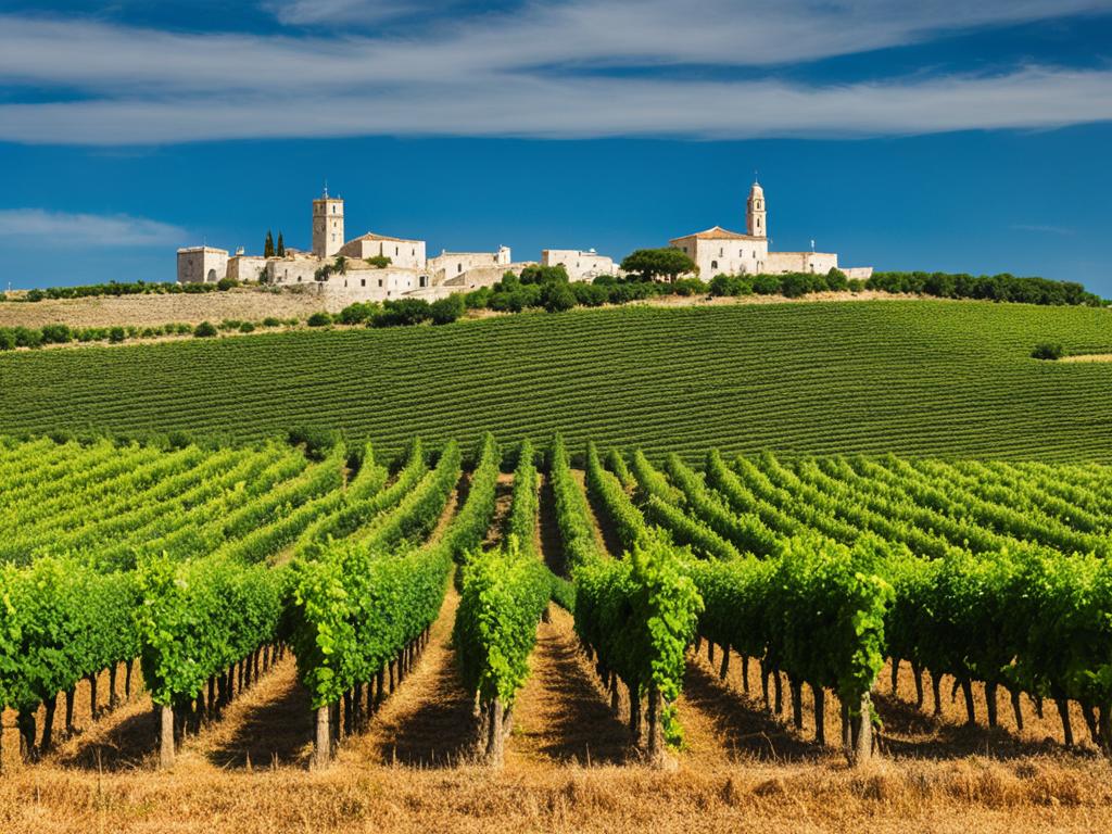 Sun-drenched vineyards in Puglia, Italy